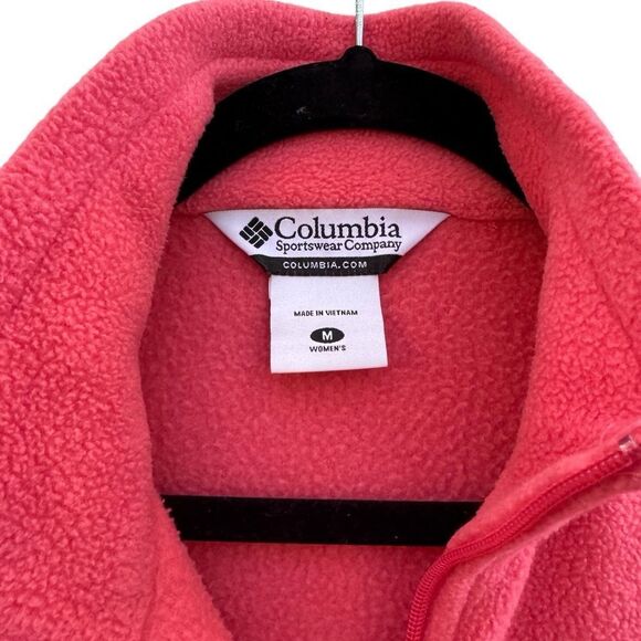 Columbia Women's Coral Pink Fleece Zip Up Sweater Jacket Size Medium - Picture 2 of 7